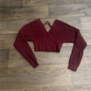 Windsor Maroon Ribbed Crop Top